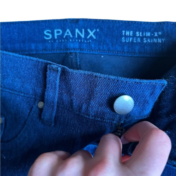 Spanx The Slim-X Super skinny Jeans Jegging High Waisted Blue Denim Dark Wash 29 - Picture 3 of 11